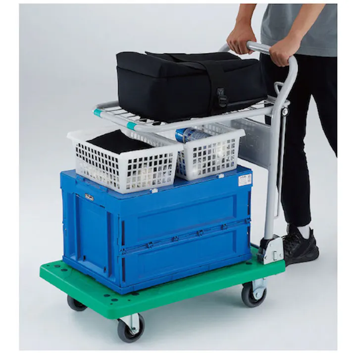 【CAINZ-DASH】トラスコ中山 樹脂台車 グランカート 折畳式簡易2段 TP-7014A【別送品】