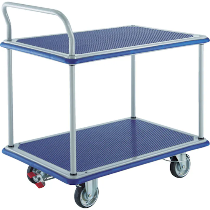 【CAINZ-DASH】トラスコ中山 プレス製台車 ドンキーカート 片袖2段 4輪リングストッパー付 304NJKRS-4【別送品】