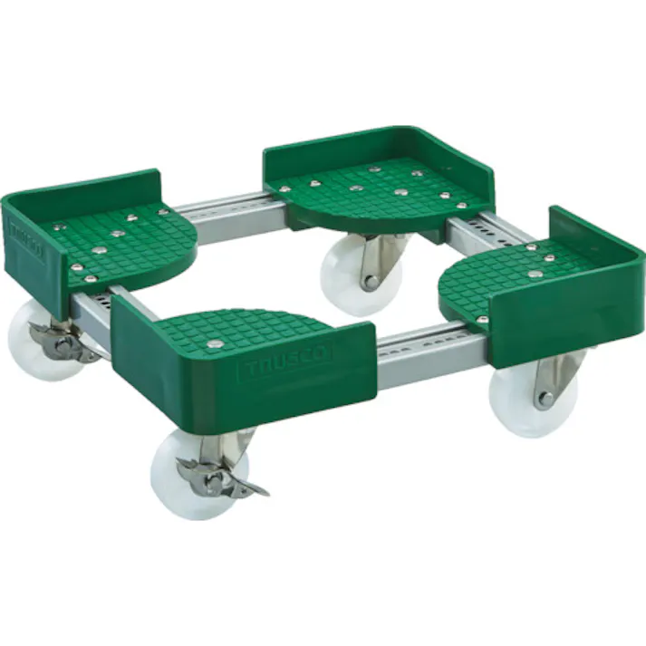 【CAINZ-DASH】トラスコ中山 伸縮式コンテナ台車SUS 内寸500-600X600-700 ストッパー付 FCD-5060SUS-S【別送品】