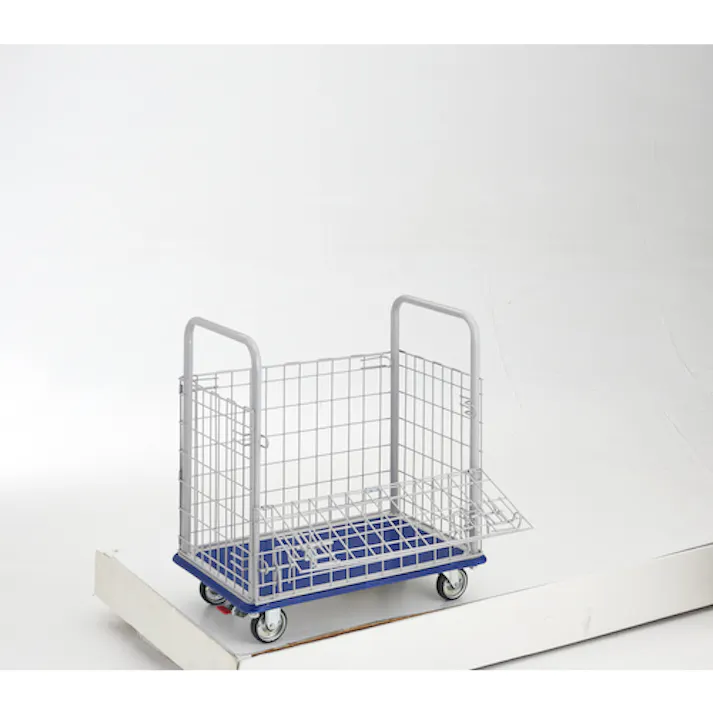 【CAINZ-DASH】トラスコ中山 プレス製台車 ドンキーカート 金網付 740×480 ストッパー付 107NS【別送品】