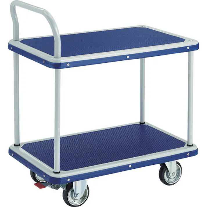 【CAINZ-DASH】トラスコ中山 プレス製運搬車 台車 ドンキーカート 2段式片袖タイプ810×510 ストッパー付 204NS【別送品】