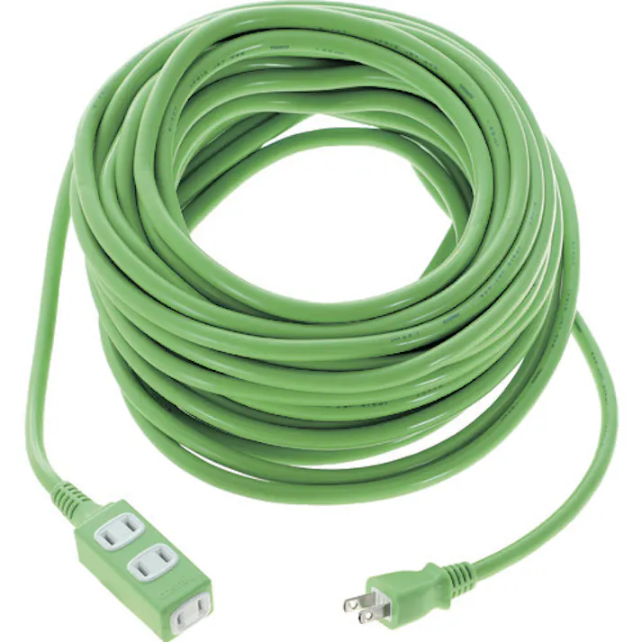【CAINZ-DASH】トラスコ中山 ソフトタイププラグ 3個口タップ型 20m グリーン TRIS15-203-GN【別送品】