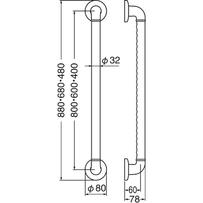 【CAINZ-DASH】トラスコ中山 Ｉ型　樹脂手すり　ディンプル　３２ΦＸ６００ HBI-600【別送品】