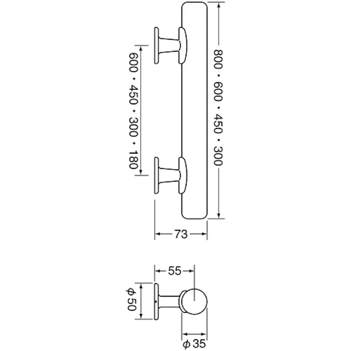 【CAINZ-DASH】トラスコ中山 縦型 ミニ手すり 35ΦX600 シルバ-ライトオ-ク HBIT600-SO【別送品】