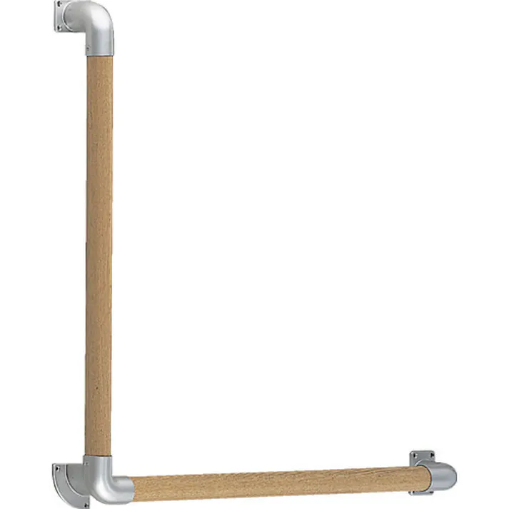 【CAINZ-DASH】トラスコ中山 L型 丸棒手すり 35ΦX600 シルバ-ライトオ-ク HBLR600-SO【別送品】