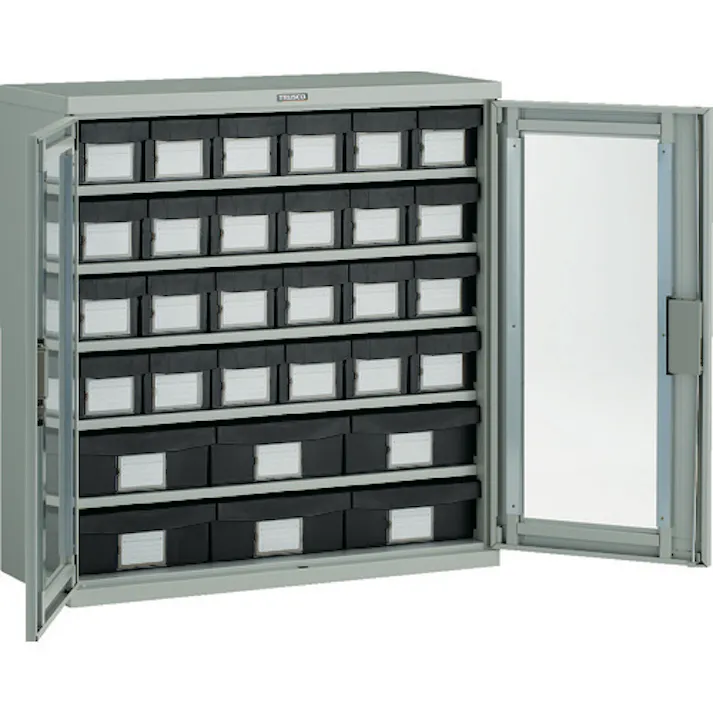 【CAINZ-DASH】トラスコ中山 コンテナラックケース バンラックケース M型 両開き扉 導電引出小X24 大X6個 TD305M-24S6L【別送品】