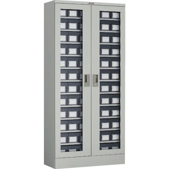 【CAINZ-DASH】トラスコ中山 コンテナラックケース バンラックケース L型 両開き扉 導電引出小X72個 H1790 TD611L-72S【別送品】