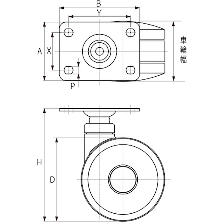 【CAINZ-DASH】トラスコ中山 プレート式双輪キャスター エラストマ-車輪 自在 Φ100 TPWE-100【別送品】