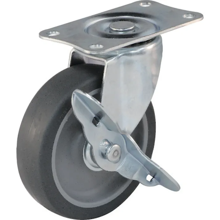 【CAINZ-DASH】トラスコ中山 台車用キャスター Φ100 エラストマー車 自在ストッパー付 TYSG-100ELS【別送品】