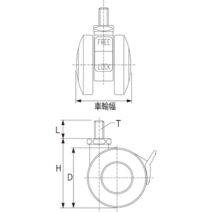 【CAINZ-DASH】トラスコ中山 ねじ込み双輪キャスター ナイロン車輪 自在ストッパー付 Φ40 M10 TDNS40-M10【別送品】