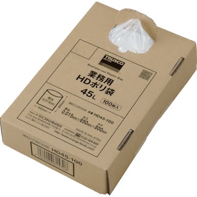【CAINZ-DASH】トラスコ中山 業務用ＨＤポリ袋　半透明・箱入り　０．０２ｍｍ厚Ｘ９０Ｌ　（１００枚入） HD90-100【別送品】