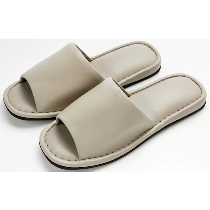 【CAINZ-DASH】トラスコ中山 フェイクレザー前開きスリッパ フリーサイズ ベージュ FLSL-BE【別送品】