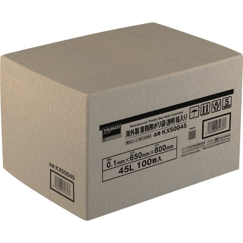 トラスコ中山 海外製 業務用ポリ袋 透明・箱入 0.1×45L 100枚入 KXS0045 ポリ袋 トラスコ中山 海外製 業務用ポリ袋 透明・箱入 0.1×45L 100枚入 KXS0045 ポリ袋