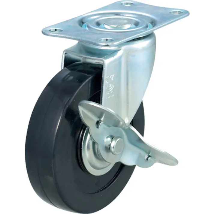 【CAINZ-DASH】トラスコ中山 軽量ハンドリフター用ハードゴムキャスター Φ100 自在ストッパー付 TYSG-100RHS【別送品】