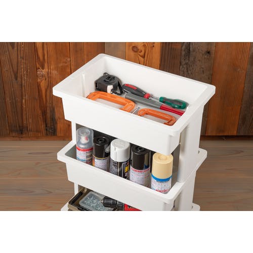 CAINZ-DASH】トラスコ中山 組立式樹脂ワゴン 3段 ホワイト PWG3-W