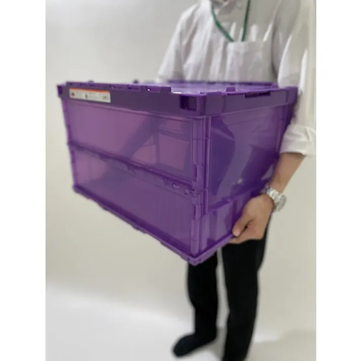 【CAINZ-DASH】トラスコ中山 オリコン 薄型折りたたみコンテナ スケルコン 50L ロックフタ付 透明バイオレット TSK-C50B【別送品】