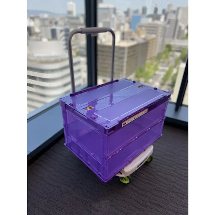 【CAINZ-DASH】トラスコ中山 オリコン 薄型折りたたみコンテナ スケルコン 50L ロックフタ付 透明バイオレット TSK-C50B【別送品】