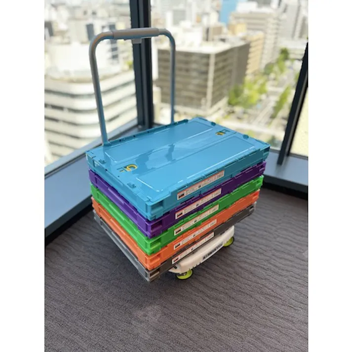 【CAINZ-DASH】トラスコ中山 オリコン 薄型折りたたみコンテナ スケルコン 50L ロックフタ付 透明バイオレット TSK-C50B【別送品】