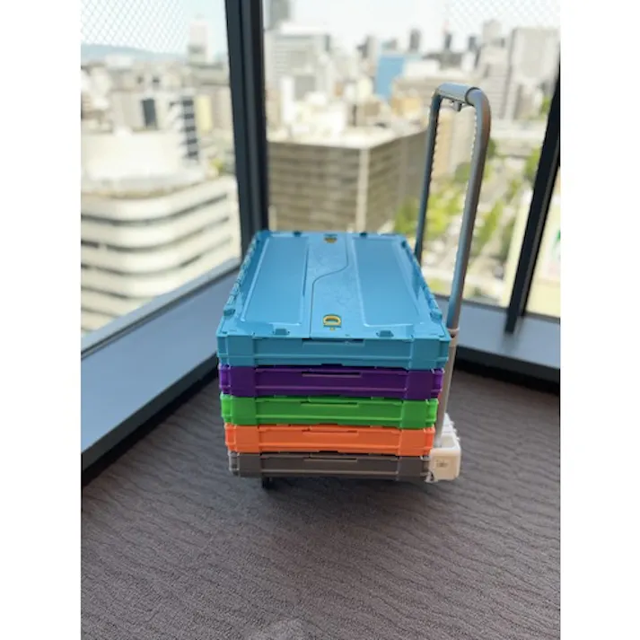 【CAINZ-DASH】トラスコ中山 オリコン 薄型折りたたみコンテナ スケルコン 50L ロックフタ付 透明バイオレット TSK-C50B【別送品】