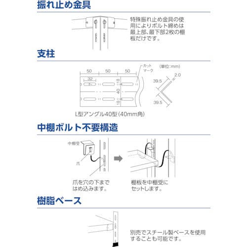 CAINZ-DASH】トラスコ中山 スチールラック 軽量棚 中棚ボルトレス型