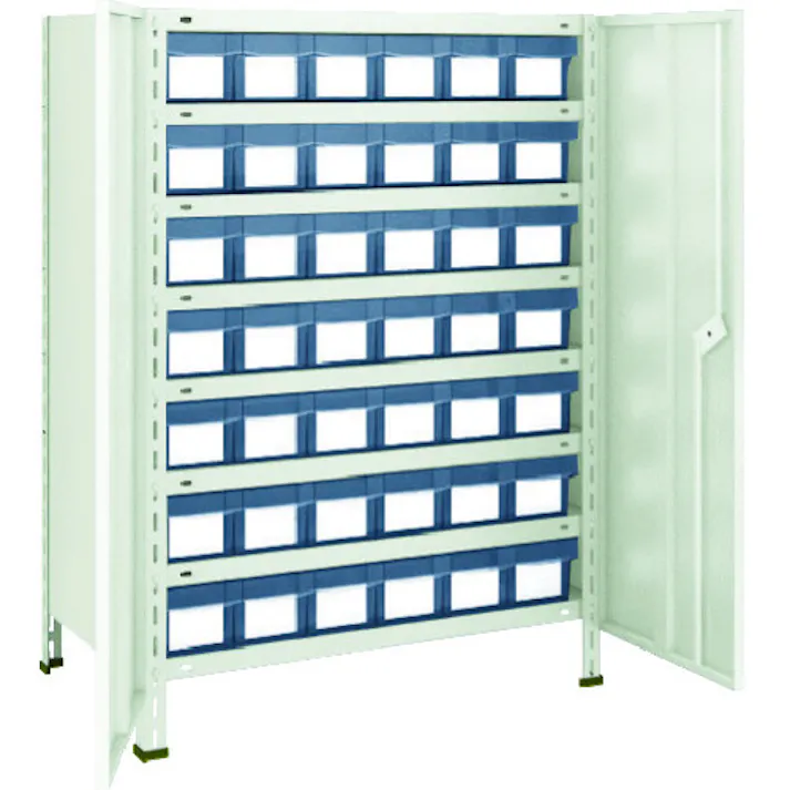 【CAINZ-DASH】トラスコ中山 スチールラック 軽量棚扉付 875X300X1200樹脂引出透明小X42 43V-T808C7【別送品】