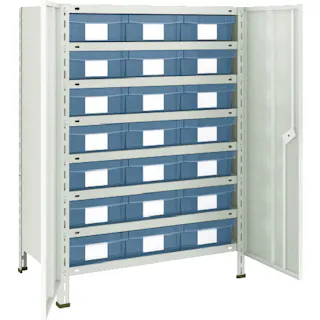 【CAINZ-DASH】トラスコ中山 スチールラック 軽量棚扉付 875X300X1200樹脂引出透明大X21 43V-T808D7【別送品】