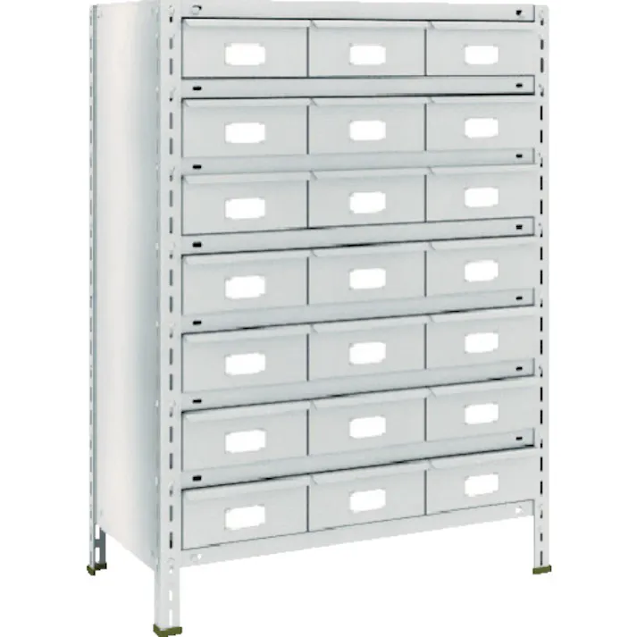 【CAINZ-DASH】トラスコ中山 スチールラック 軽量棚 875X450X1200 スチール引出 大X21 43X-808B7【別送品】