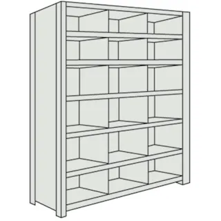 【CAINZ-DASH】トラスコ中山 スチールラック 軽量棚 縦仕切付 W875XD300X1500 3列6段 53V-37【別送品】