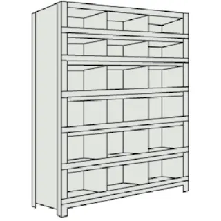 【CAINZ-DASH】トラスコ中山 スチールラック 軽量棚 縦仕切前当付 W875×D300×H1800 3列6段 63V-57【別送品】