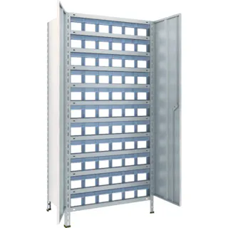 【CAINZ-DASH】トラスコ中山 スチールラック 軽量棚扉付 875X450X1800樹脂引出透明小X66 63X-T812C11【別送品】