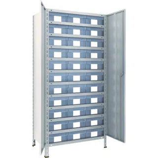 【CAINZ-DASH】トラスコ中山 スチールラック 軽量棚扉付 875X450X1800樹脂引出透明大X33 63X-T812D11【別送品】