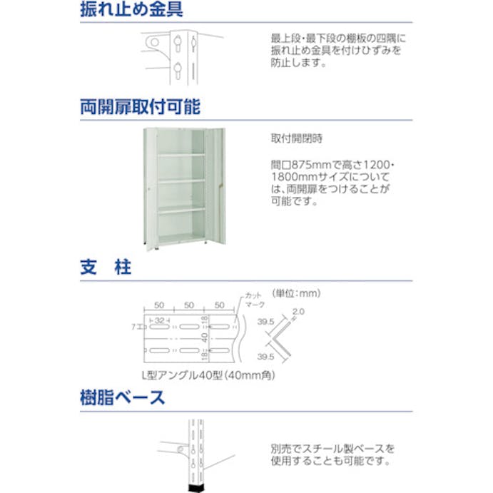 【CAINZ-DASH】トラスコ中山 スチールラック　軽量棚背板・側板付　Ｗ１２００ＸＤ４５０Ｘ１８００　５段 64X-25【別送品】