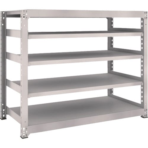 トラスコ中山 スチールラック　Ｍ５型中量棚　１５００×７２１×Ｈ１２００　５段　単体 M5-4575 スチール製中量ボルトレス棚