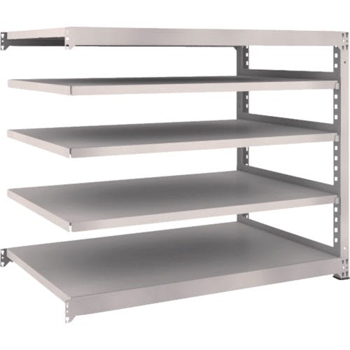 トラスコ中山 スチールラック　Ｍ５型中量棚　１５００×９２１×Ｈ１２００　５段　連結 M5-4595B スチール製中量ボルトレス棚