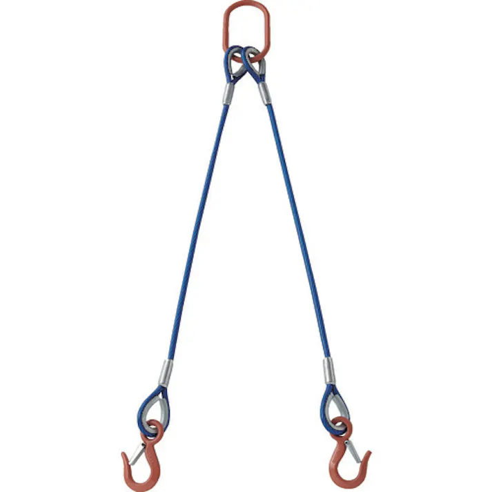 【CAINZ-DASH】トラスコ中山 2本吊玉掛ワイヤーロープスリング(カラー被覆付)アルミロックタイプ 青透明1.5M TWSP2P12S1.5【別送品】