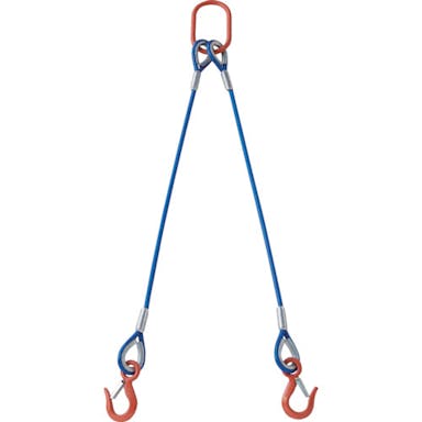 【CAINZ-DASH】トラスコ中山 ２本吊玉掛ワイヤーロープスリング（カラー被覆付）アルミロックタイプ　青透明２Ｍ TWSP2P12S2【別送品】