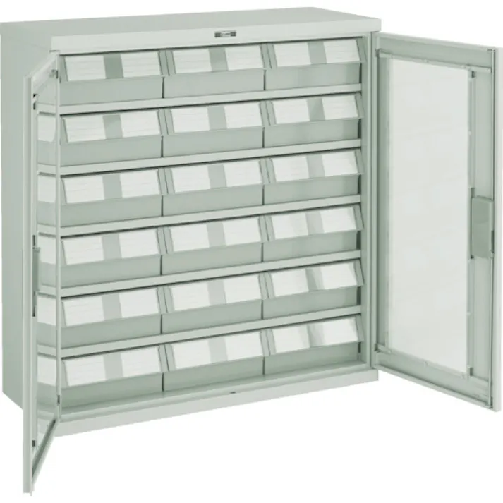 【CAINZ-DASH】トラスコ中山 コンテナラックケース バンラックケース M型 両開き扉 NG引出大X18個 T305M-N18L【別送品】