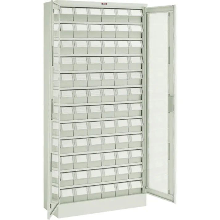 【CAINZ-DASH】トラスコ中山 コンテナラックケース バンラックケース L型 両開き扉 NG引出小X72個 T611L-N72S【別送品】