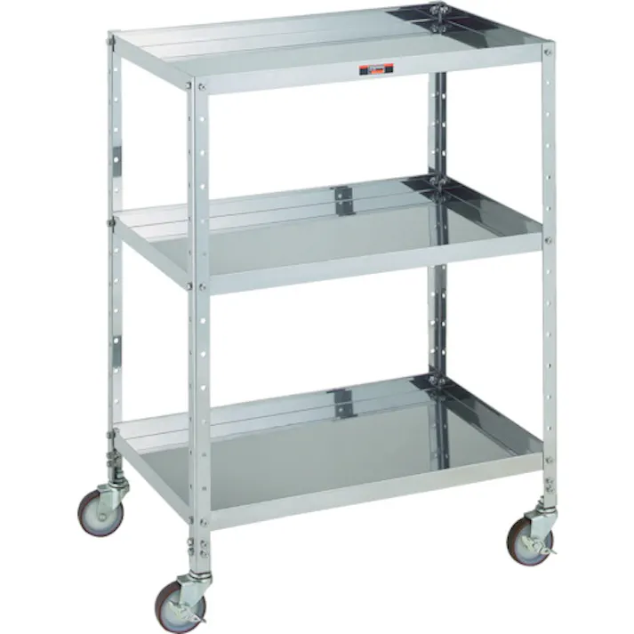 【CAINZ-DASH】トラスコ中山 V型ステンレスワゴン 600X400XH835 3段 VLL-13SUS【別送品】