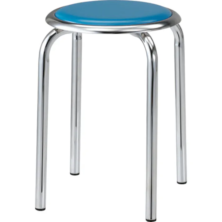 【CAINZ-DASH】トラスコ中山 丸イス メッキ仕上げ脚 Φ320XH445 ブルー TM-24M-B【別送品】