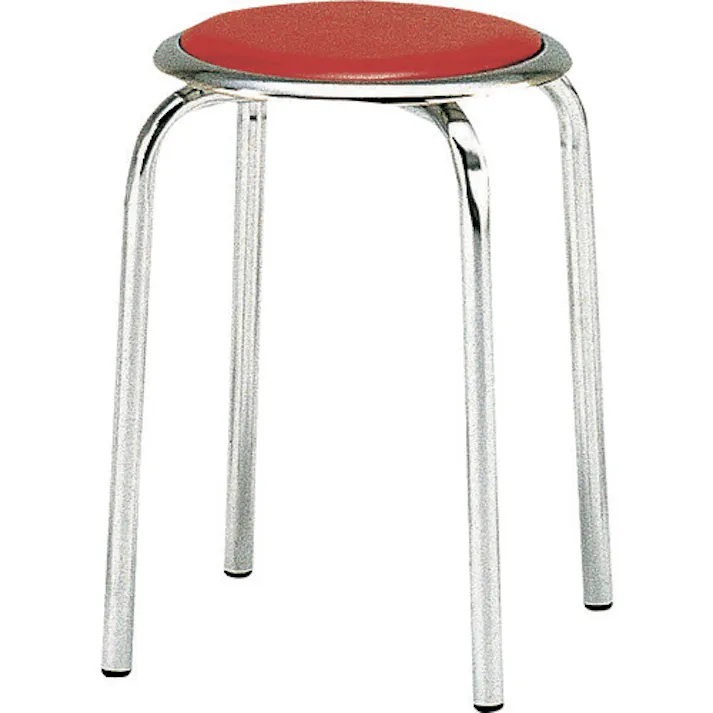 【CAINZ-DASH】トラスコ中山 丸イス メッキ仕上げ脚 Φ320XH445 レッド TM-24M-R【別送品】