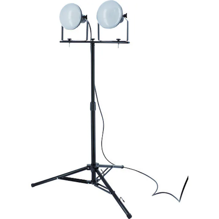 【CAINZ-DASH】トラスコ中山 LED投光器 DELKURO 三脚タイプ 2灯 50W 5m アース付 2芯3芯両用タイプ RTLE-505EP-SK2【別送品】
