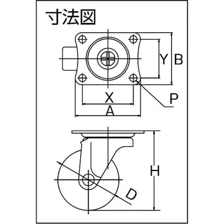 【CAINZ-DASH】トラスコ中山 キャスター TYGシリーズ 自在 エラストマー車 38mm TYGE-38【別送品】