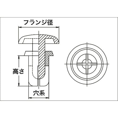 CAINZ-DASH】トラスコ中山 プッシュリベット 板厚４．７～５．６ｍｍ