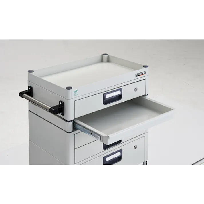 【CAINZ-DASH】トラスコ中山 ツールワゴン フェニックスワゴン 省音 600X400 H740 引出付 スライド1段 ホワイト PEW-761M1VXZ-W【別送品】