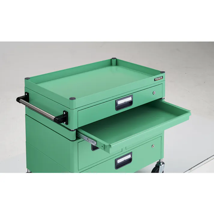 【CAINZ-DASH】トラスコ中山 ツールワゴン フェニックスワゴン 省音 750X500 H740 引出付 スライド1段 ヤンググリーン PEW-771M1VWZ-YG【別送品】