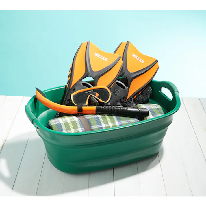 【CAINZ-DASH】トラスコ中山 折りたたみタライ 水抜栓付 グリーン 23L TORT-GN【別送品】