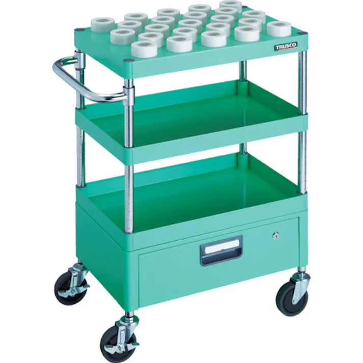 【CAINZ-DASH】トラスコ中山 ツールワゴン フェニックスワゴン 600X400 1段引出付 HSK40A ヤンググリーン PEW-TL962FV-YG【別送品】