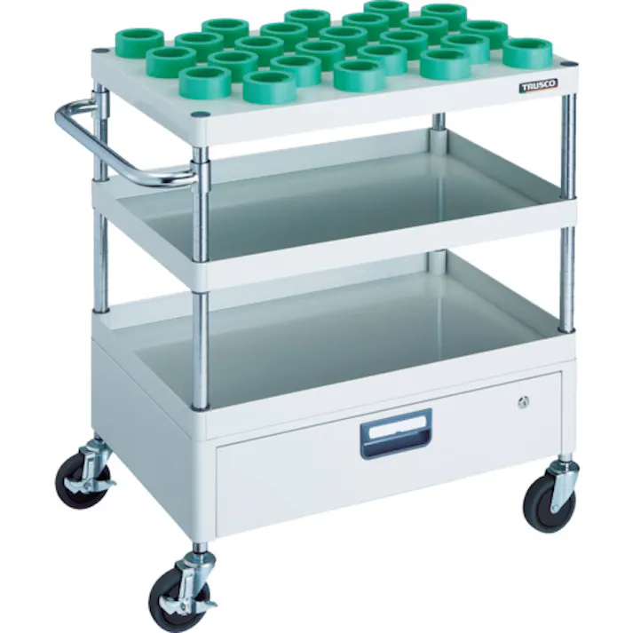 【CAINZ-DASH】トラスコ中山 ツールワゴン フェニックスワゴン 750X500 1段引出付 HSK63A ホワイト PEW-TL972EV-W【別送品】