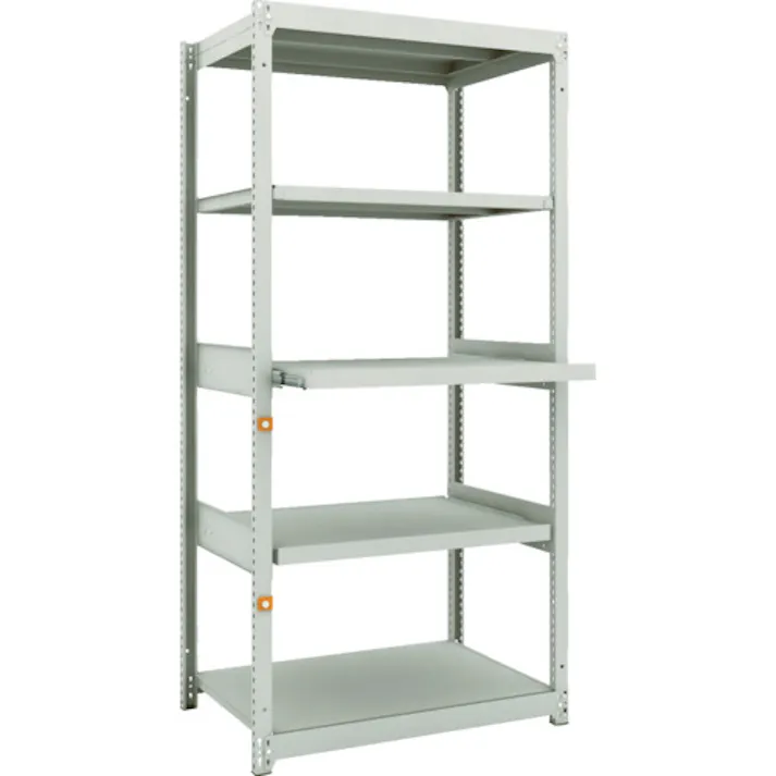 【CAINZ-DASH】トラスコ中山 スチールラック M1.5型軽中量棚 860X595XH1800 5段うちスライド2段 単体 M1.5-6363M2【別送品】